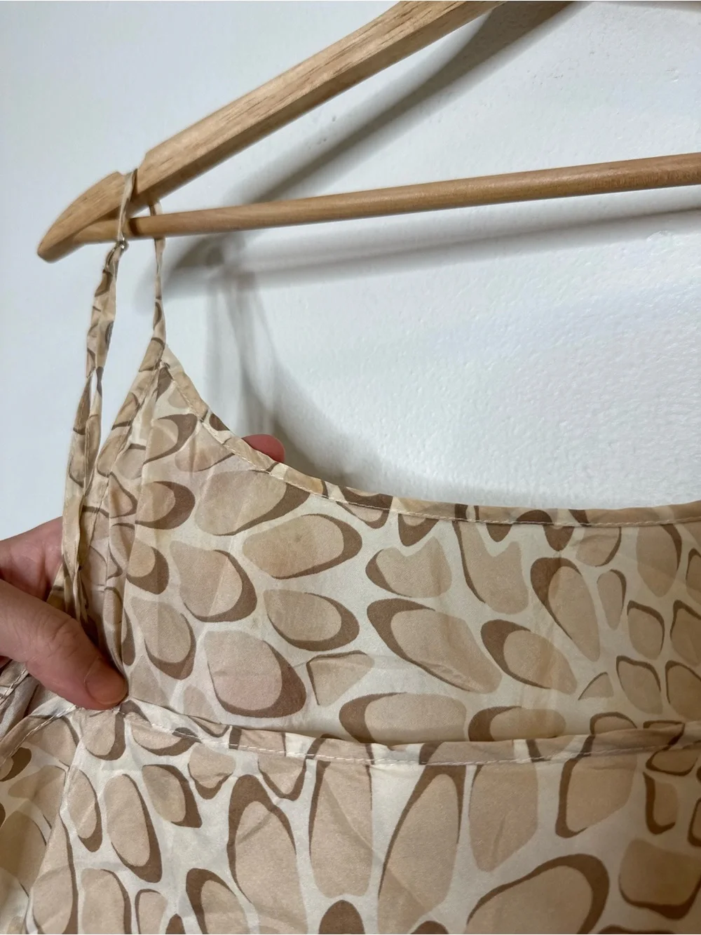 Vintage 90s y2K Old Navy 100% Silk Mini Slip Dress Natural Neutral Floral large